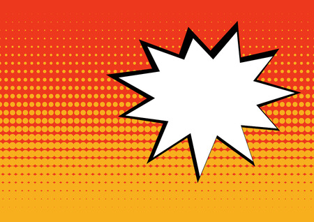 White empty comic speech bubble on red and orange background in pop art style. Vector illustrationのイラスト素材