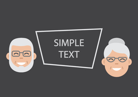 Face old man and woman, grandfather and grandmother. Frame for your text. Vector illustrationのイラスト素材
