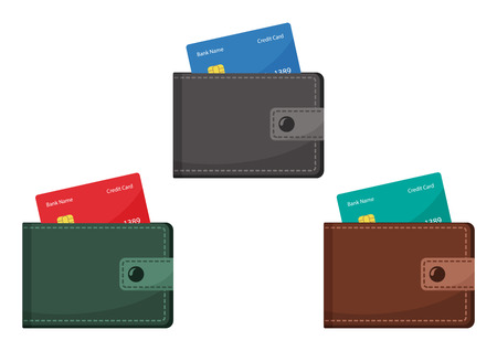 Set of wallet with credit cards. Vector illustrationのイラスト素材