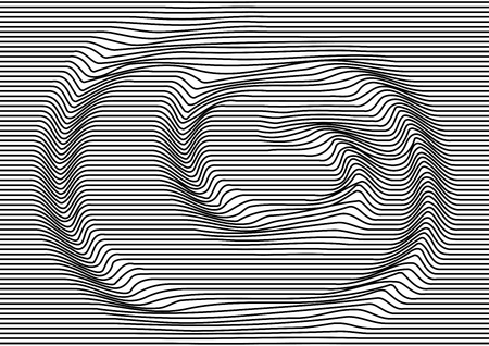 Abstract background with black parallel horizontal lines, optical swirl motion. Striped texture. Vector illustrationのイラスト素材