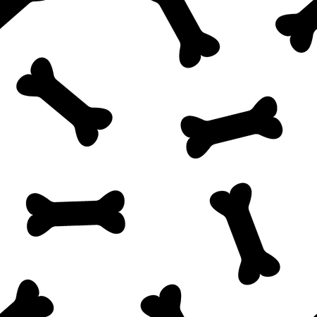 Seamless pattern with black bones isolated on white background. Vector illustrationのイラスト素材