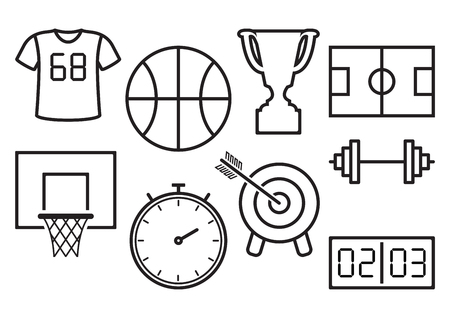Set of sport icons, outline design. Vector illustrationのイラスト素材