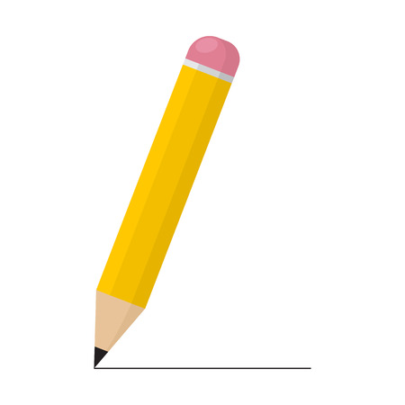 Yellow pencil icon. Vector illustrationのイラスト素材