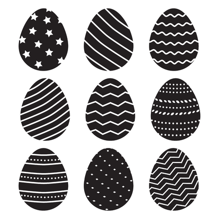 Black Easter eggs isolated on white background. Vector illustrationのイラスト素材