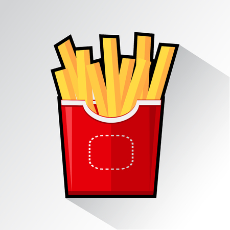 Colored french fries with shadow. Vector illustrationのイラスト素材