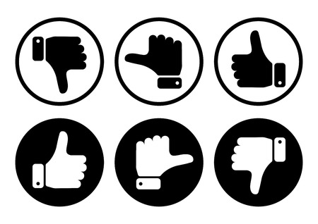 Hand with the thumb in black and white buttons. Vector illustration.のイラスト素材