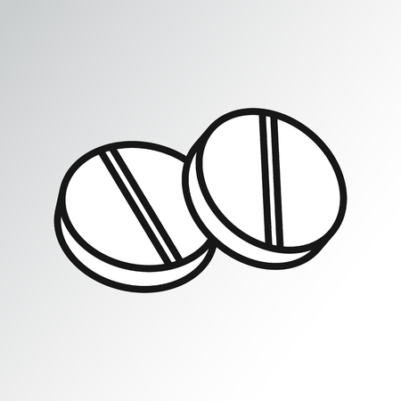 Pills icon, outline design Vector illustrationのイラスト素材
