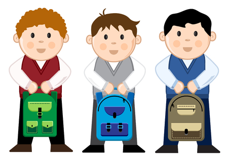 Pupils with backpacks, vector illustrationのイラスト素材