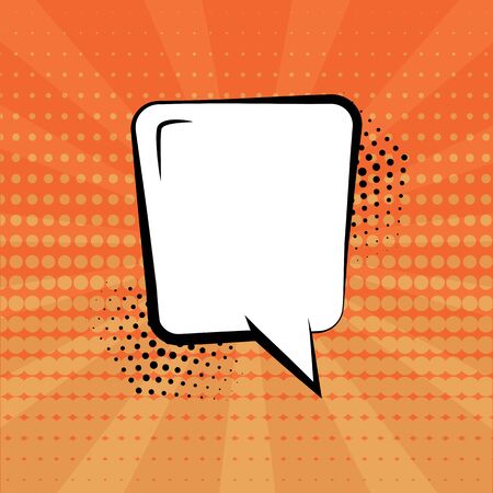 White empty speech bubble with halftone shadow on orange background. Comic sound effects in pop art style. Vector illustrationのイラスト素材