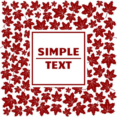 Autumn decorative square frame with red maple leaves, space for your text. Vector illustrationのイラスト素材