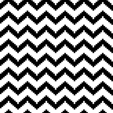 Decorative striped seamless pattern in zig zag, classic chevron print, black and white design. Vector illustrationのイラスト素材