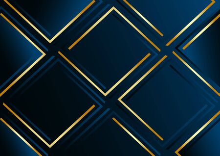 Modern dark blue geometric background with golden lines. Vector illustrationのイラスト素材
