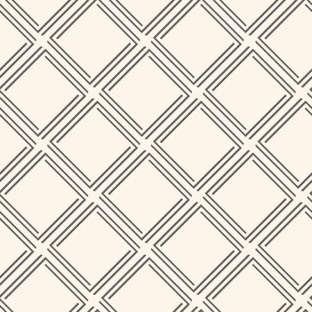 Geometric seamless pattern with rhombuses, dark thin line on pastel background, retro style. Vector illustrationのイラスト素材