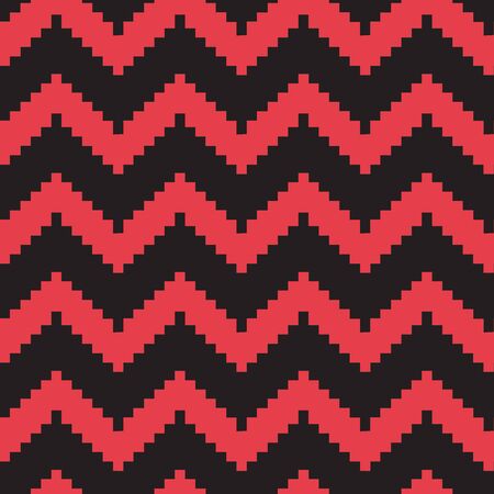 Chevron seamless pattern. Decorative classic striped print in zig zag, red and black colors. Vector illustrationのイラスト素材