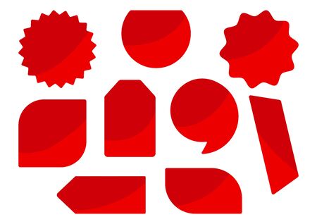 Red blank labels, advertisement sticker icons, badges set. Vector illustrationのイラスト素材
