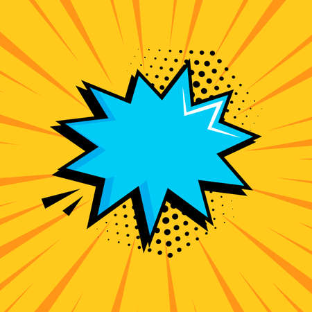 Comic speech bubble with halftone dot shadow on yellow background in pop art style. Vector...