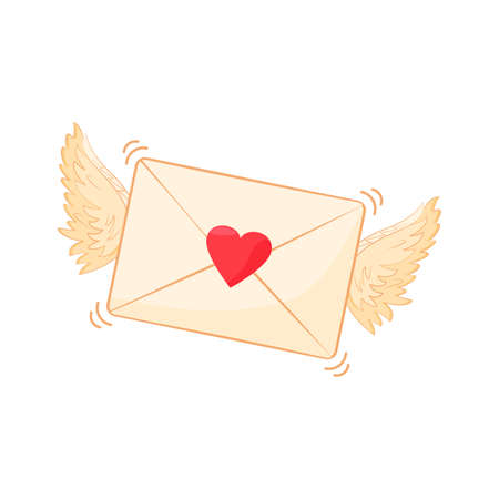 Valentines vector icon. Heart, wings angel, love letter isolated on white background. Holiday illustrationのイラスト素材