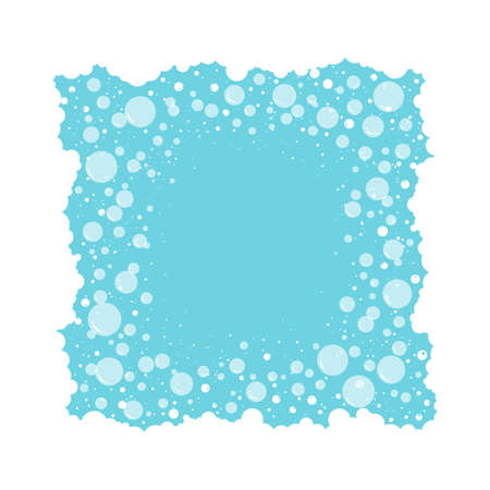 Soap bubbles frame and foam vector background, transparent suds border. Abstract illustrationのイラスト素材