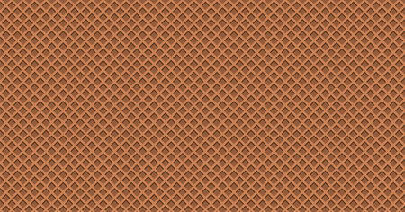 Chocolate waffle vector texture, ice cream cone background, brown wafer pattern. Biscuit banner. Cartoon bakery illustrationのイラスト素材