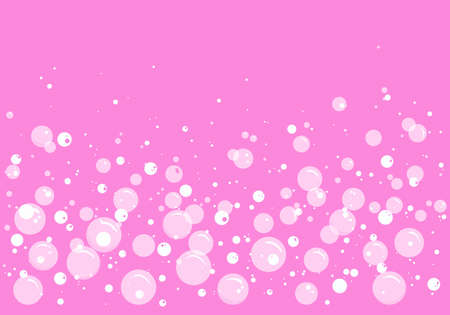 Soap bubbles and foam vector pink background, transparent suds pattern. Cartoon effervescent and fizzy drink. Soda pop. Abstract illustrationのイラスト素材