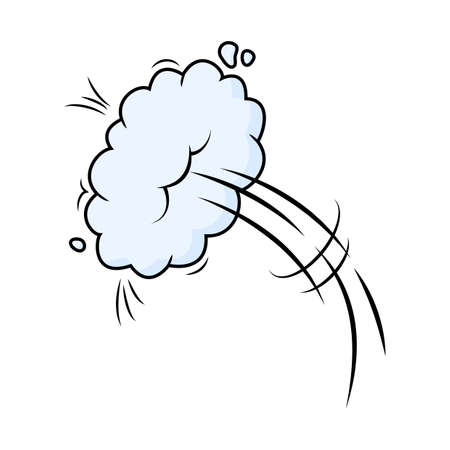 Comic speed vector cloud. Catroon motion puff effect explosion bubble, jumps with smoke or dust. Fun onomatopoeia illustrationのイラスト素材