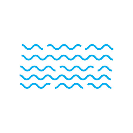 Wave vector icon, curve line set, water stream concept. Blue editable stroke. Simple illustration