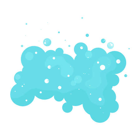 Blue soap bubbles, suds and foam vector icon. Effervescent air isolated on white background. Abstract simple illustrationのイラスト素材