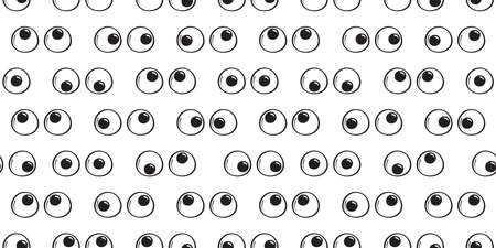 Googly eyes toy vector seamless pattern, facial expression background, funny cartoon repeat print. Cute comic illustrationのイラスト素材