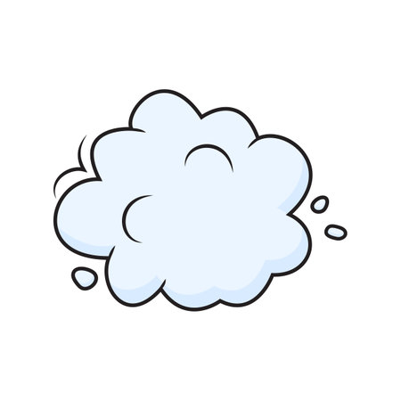 Cloud vector icon, cartoon sky bubble, blue fun air balloon or smoke, dust isolated on white background. weather illustrationのイラスト素材