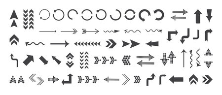 Arrow vector icon, arrows sign up, right, down, round, next, forward, direction. Web button navigation, black symbol isolated on white background. Graphic app. Simple illustrationのイラスト素材