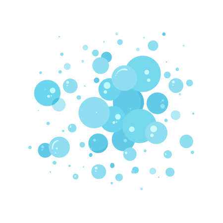 Foam bubble vector water icon, blue soap, bath shampoo suds splash. Wash, laundry, clean underwater. Soda, carbonated fun illustrationのイラスト素材