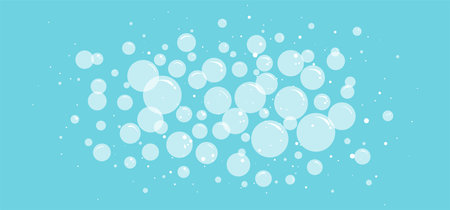 Cartoon bubble foam, soap background, water soda ball, bathroom pattern, laundry suds. Shampoo...