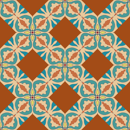 seamless texture. Beautiful colored pattern for design and fashion with decorative elements. Portuguese tiles, Azulejo, Talavera, Moroccan ornamentsのイラスト素材