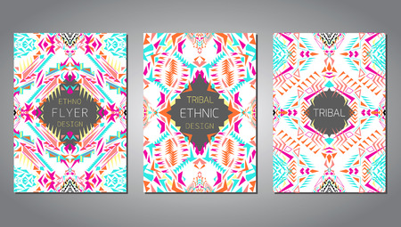 set of geometric colorful brochure templates for business and invitationのイラスト素材