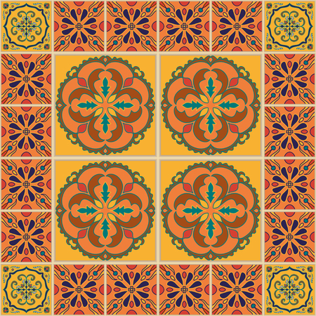 seamless texture. Beautiful colored pattern for design and fashion with decorative elements. Portuguese tiles, Arabic, Talavera, Moroccan ornamentsのイラスト素材