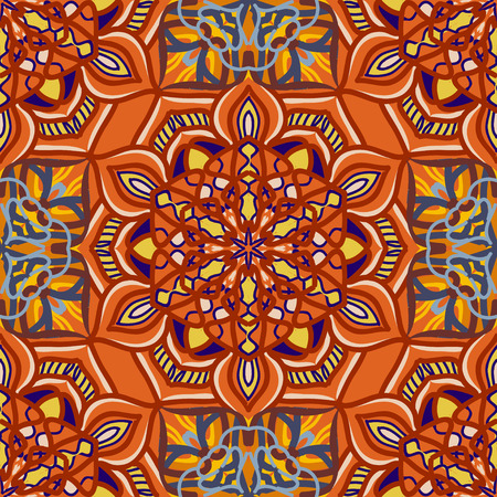 Vector seamless texture. Beautiful colored pattern for design and fashion with decorative elements. Ethnic oriental motifsのイラスト素材