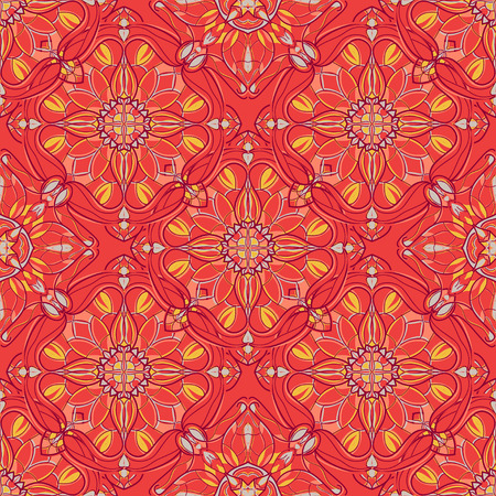 Vector seamless texture. Beautiful colored pattern for design and fashion with decorative elements. Ethnic oriental motifsのイラスト素材