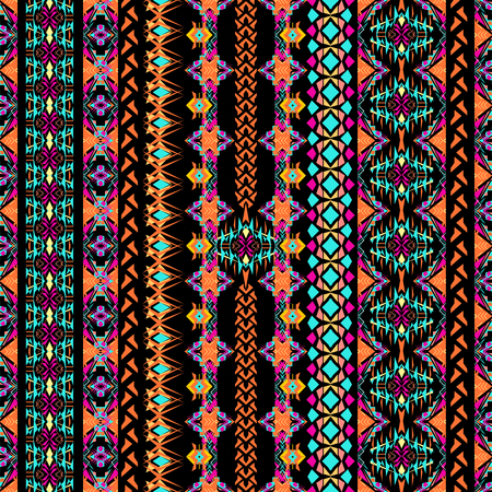 Vector seamless texture. Tribal geometric striped pattern. Aztec ornamental style. Ethnic native...