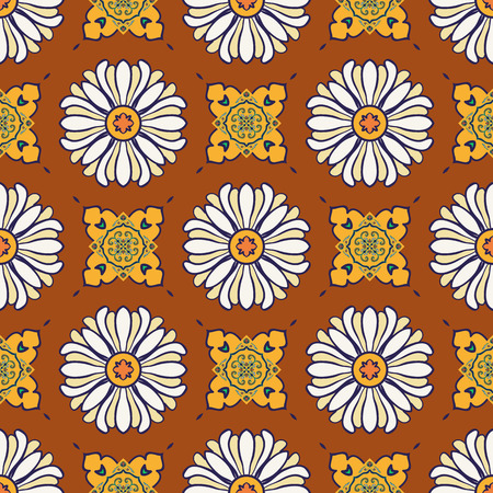 Vector seamless texture. Beautiful colored pattern for design and fashion with decorative elements. Portuguese tiles, Spanish, Moroccan ornamentsのイラスト素材