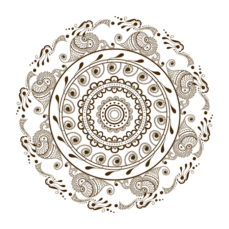 floral mandala in indian style. Mehndi ornamental flower. Hand drawn ethnic pattern. Floral ornament for henna designのイラスト素材