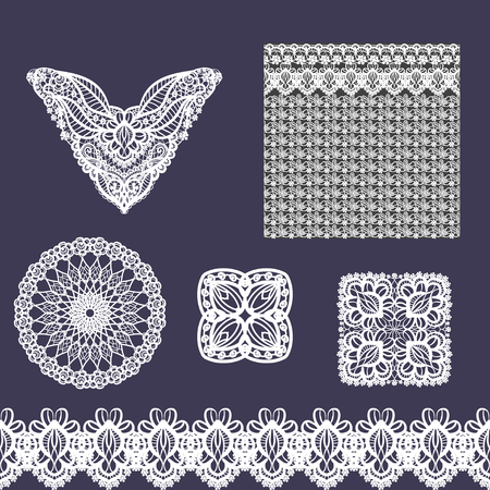 Vector set of decorative lace elements for design and fashion in ethnic indian style.のイラスト素材