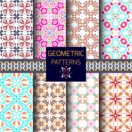 Vector set of seamless textures. Collection of geometric patterns. Ethnic ornamental styleのイラスト素材