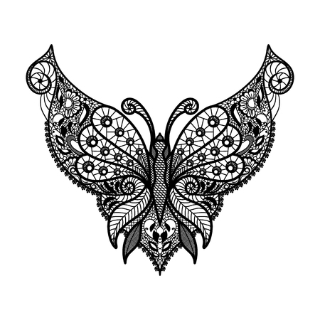 Vector butterfly shape and floral ornament Decorative element for design and fashionのイラスト素材