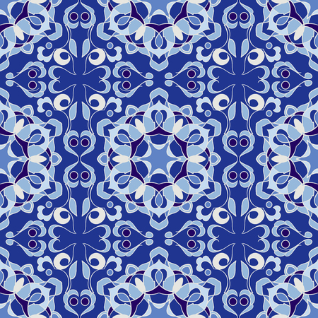 Vector seamless texture. Beautiful colored pattern for design and fashion with decorative elements. Portuguese tiles, Azulejo, Moroccan ornamentsのイラスト素材
