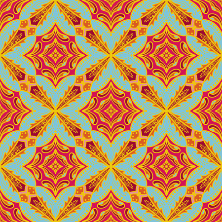 Vector seamless texture. Beautiful colored pattern for design and fashion with decorative elements. Ethnic oriental motifsのイラスト素材