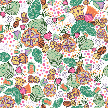 Vector seamless texture. Floral doodle pattern. Folk ornamentのイラスト素材