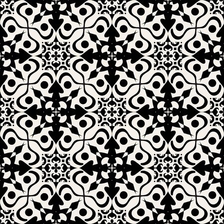 Vector seamless texture. Monochrome background with ethnic oriental ornament. Ornamental decorative patternのイラスト素材