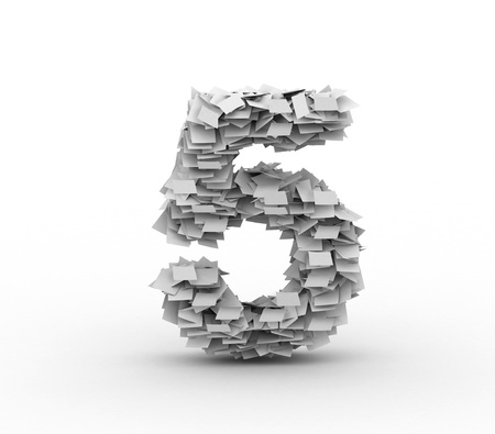 Big pile of paper, number 5の写真素材