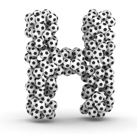 Letter H from soccer football balls isolated on white background Letter H from soccer football balls isolated on white background