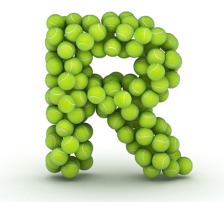 Letter R, alphabet of tennis balls Letter R, alphabet of tennis balls